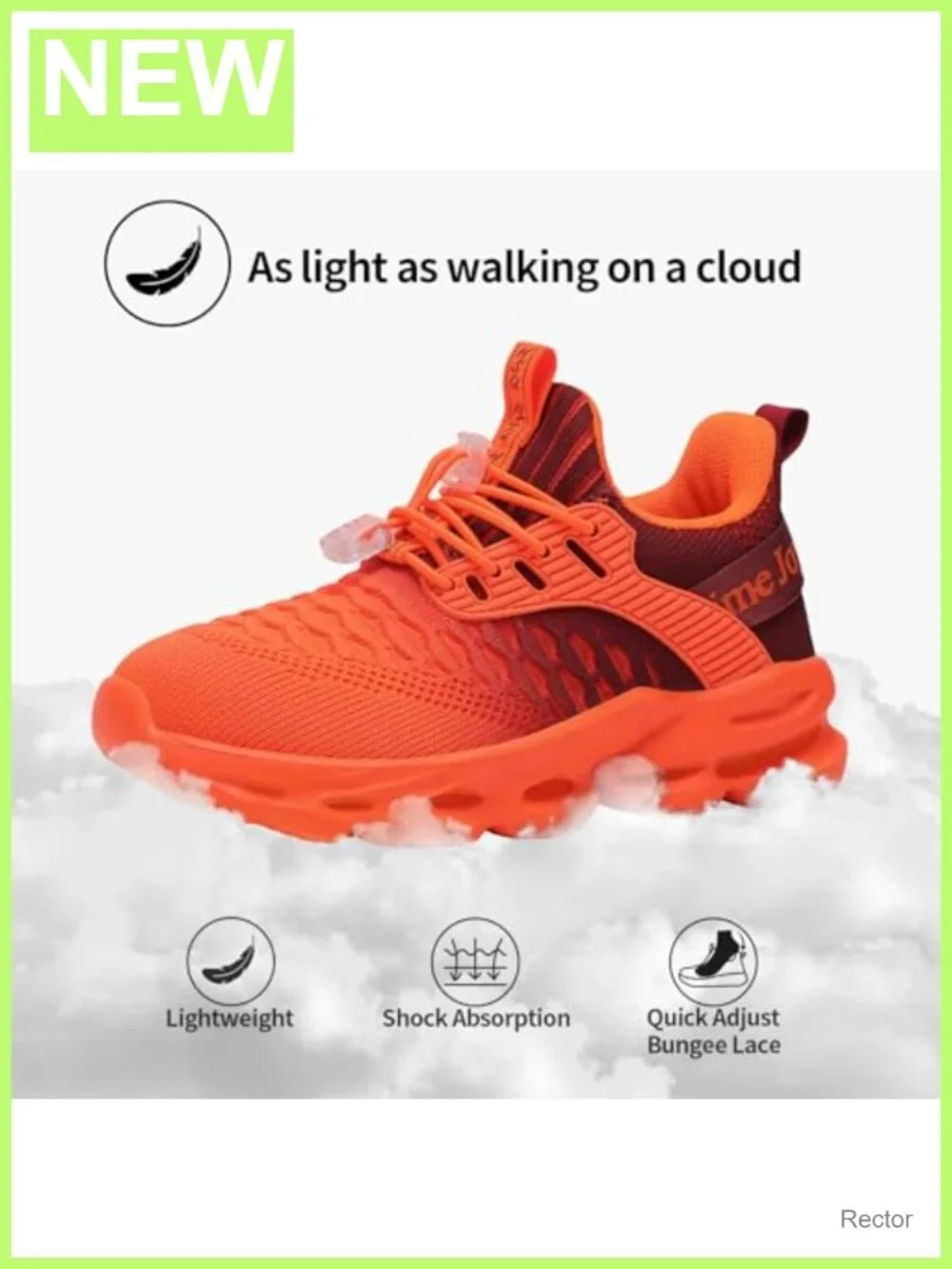 Kids Lightweight Breathable Sneakers Slip On Bungee Lace Athletic Shoes